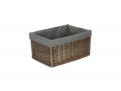 Basket, LARGE ANTIQUE WASH STORAGE BASKET with GREY SAGE LINING