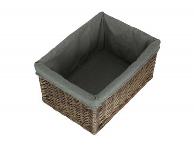 Basket, LARGE ANTIQUE WASH STORAGE BASKET with GREY SAGE LINING
