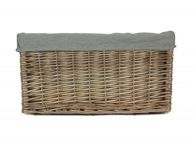 Basket, LARGE ANTIQUE WASH STORAGE BASKET with GREY SAGE LINING