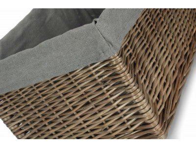 Basket, LARGE ANTIQUE WASH STORAGE BASKET with GREY SAGE LINING