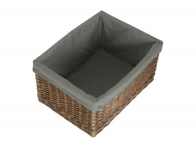 Basket, EXTRA LARGE ANTIQUE WASH STORAGE BASKET with GREY SAGE LINING