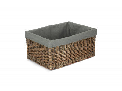 Basket, EXTRA LARGE ANTIQUE WASH STORAGE BASKET with GREY SAGE LINING