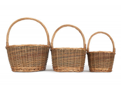 Basket, Set of 3 OVAL UNPEELED WILLOW SHOPPERS 
