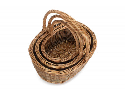 Basket, Set of 3 OVAL UNPEELED WILLOW SHOPPERS 