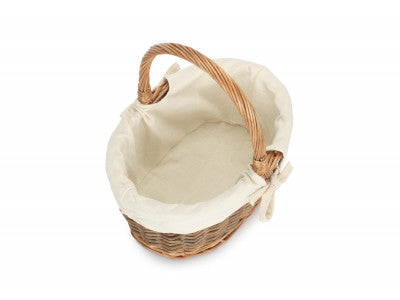Basket, SIZE 1 OVAL UNPLEELED WILLOW SHOPPER with WHITE LINING