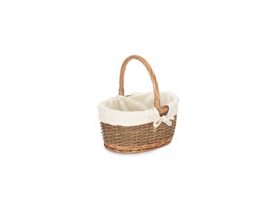 Basket, SIZE 1 OVAL UNPLEELED WILLOW SHOPPER with WHITE LINING