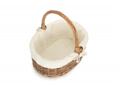 Basket, SIZE 2 OVAL UNPEELED WILLOW SHOPPER with WHITE LINING