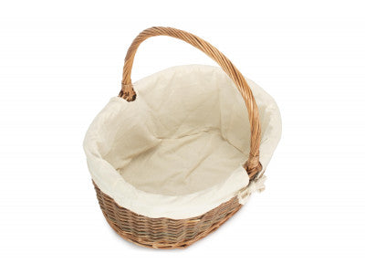 Basket, SIZE 3 OVAL UNPEELED WILLOW SHOPPER with WHITE LINING