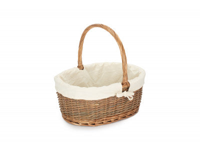 Basket, SIZE 3 OVAL UNPEELED WILLOW SHOPPER with WHITE LINING