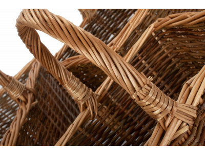 Basket, Set of 3 RECTANGULAR UNPEELED WILLOW SHOPPERS 