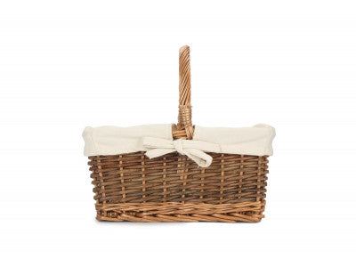 Basket, SIZE 1 RECTANGULAR UNPEELED WILLOW SHOPPER with WHITE LINING