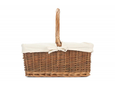 Basket, SIZE 3 RECTANGULAR UNPEELED WILLOW SHOPPER with WHITE LINING