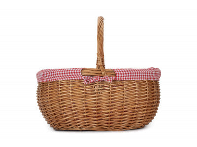 Basket, LARGE DELUXE SHOPPER with RED & WHITE CHECKED LINING