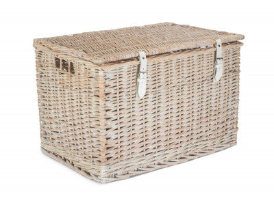 "Basket, 24" WHITE WASH CHEST HAMPER"