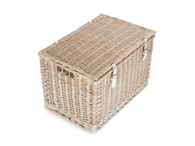 "Basket, 24" WHITE WASH CHEST HAMPER"