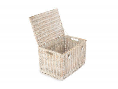 "Basket, 24" WHITE WASH CHEST HAMPER"