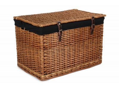 "Basket, 24" DOUBLE STEAMED CHEST HAMPER with BLACK LINING"
