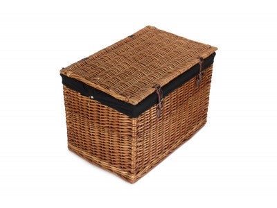 "Basket, 24" DOUBLE STEAMED CHEST HAMPER with BLACK LINING"