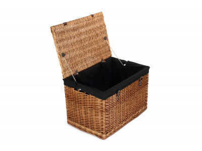 "Basket, 24" DOUBLE STEAMED CHEST HAMPER with BLACK LINING"