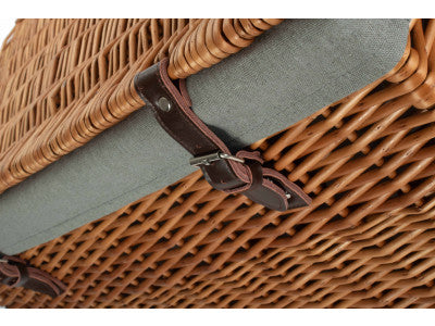 "Basket, 24" DOUBLE STEAMED CHEST HAMPER with GREY SAGE LINING"