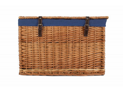 "Basket, 24" DOUBLE STEAMED CHEST HAMPER with NAVY BLUE LINING"