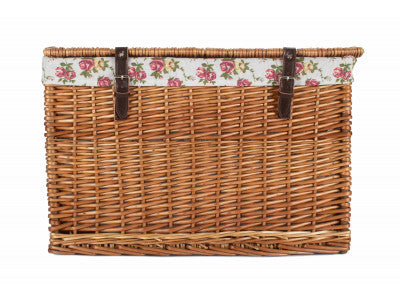 "Basket, 24" DOUBLE STEAMED CHEST HAMPER with GARDEN ROSE LINING"