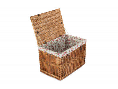 "Basket, 24" DOUBLE STEAMED CHEST HAMPER with GARDEN ROSE LINING"