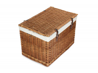 "Basket, 24" DOUBLE STEAMED CHEST HAMPER with WHITE LINING"