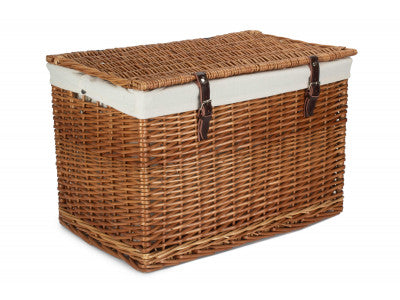 "Basket, 24" DOUBLE STEAMED CHEST HAMPER with WHITE LINING"