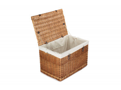 "Basket, 24" DOUBLE STEAMED CHEST HAMPER with WHITE LINING"