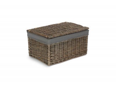 Basket, LARGE ANTIQUE WASH STORAGE HAMPER with GREY SAGE LINING