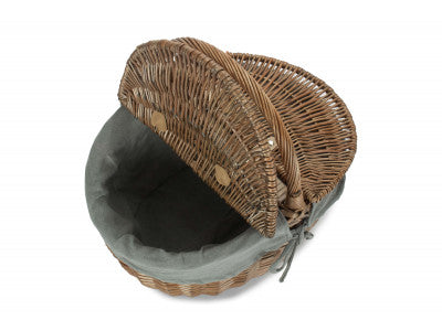 Basket, ANTIQUE WASH FINISH OVAL PICNIC with GREY SAGE LINING