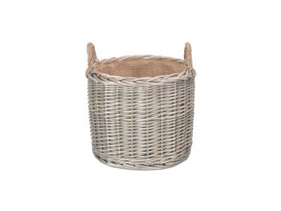 Basket, MEDIUM ROUND STRAIGHT-SIDED WICKER LOG / STORAGE BASKET