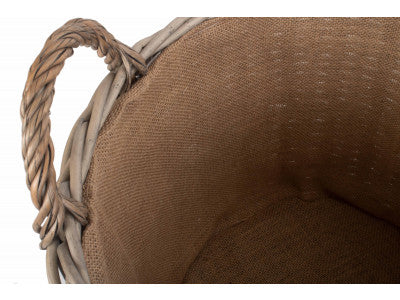 Basket, LARGE ROUND STRAIGHT-SIDED WICKER LOG / STORAGE BASKET