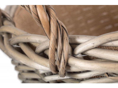 Basket, LARGE ROUND STRAIGHT-SIDED WICKER LOG / STORAGE BASKET