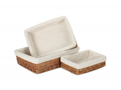 Basket, Set of 3 LINED DOUBLE STEAMED STORAGE TRAY 