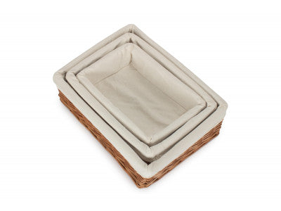 Basket, Set of 3 LINED DOUBLE STEAMED STORAGE TRAY 