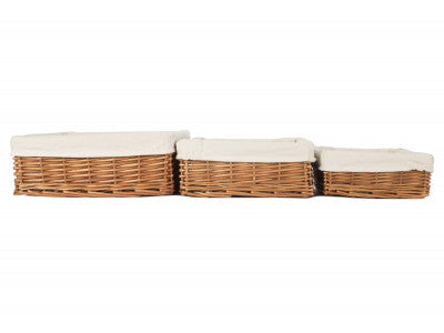 Basket, Set of 3 LINED DOUBLE STEAMED STORAGE TRAY 
