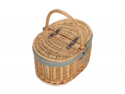 Basket, BUFF OVAL PICNIC BASKET with GREY SAGE LINING