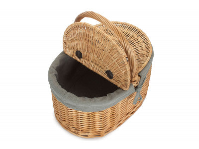 Basket, BUFF OVAL PICNIC BASKET with GREY SAGE LINING