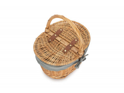 Basket, CHILD'S OVAL LIDDED HAMPER with GREY SAGE LINING