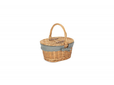 Basket, CHILD'S OVAL LIDDED HAMPER with GREY SAGE LINING