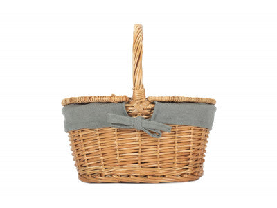 Basket, CHILD'S OVAL LIDDED HAMPER with GREY SAGE LINING