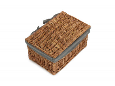 Basket, MEDIUM DOUBLE STEAMED STORAGE HAMPER with GREY SAGE LINING