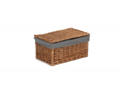 Basket, MEDIUM DOUBLE STEAMED STORAGE HAMPER with GREY SAGE LINING