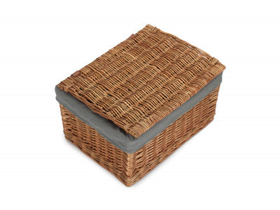 Basket, LARGE DOUBLE STEAMED STORAGE HAMPER with GREY SAGE LINING