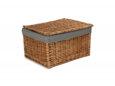 Basket, EXTRA LARGE DOUBLE STEAMED STORAGE HAMPER with GREY SAGE LINING