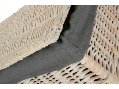 Basket, MEDIUM WHITE WASH FINISH STORAGE HAMPER with GREY SAGE LINING