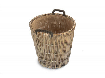 Basket, TALL ROUND GREY LOG BASKET