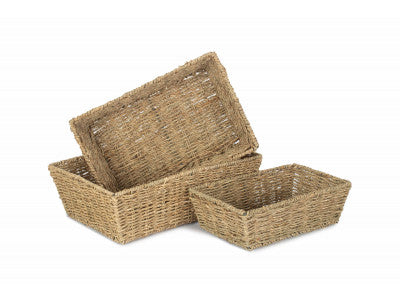 Basket, SET 3 TAPERED SEAGRASS TRAYS
